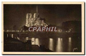 Paris (3rd) Old Postcard Notre Dame ILLUMINATED