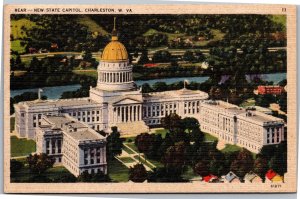Postcard WV Charleston State Capitol  Rear View