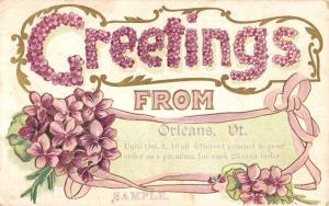 Orleans Vermont Flower Greetings Antique Postcard K87618