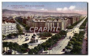 Old Postcard Barcelona Plasa of the Universidad