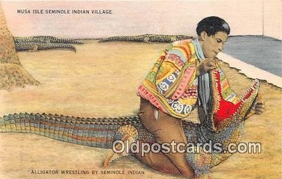 MUSA Isle Seminole Indian Village Alligator Wrestling Unused 