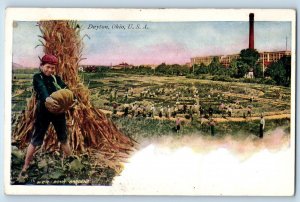 Dayton Ohio OH Postcard NCR Boys Gardens Farm Kid Holding Pumpkin 1905 Unposted