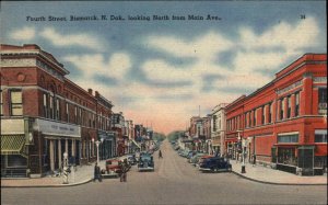 Bismarck North Dakota ND Street Scene c1940s Linen Postcard
