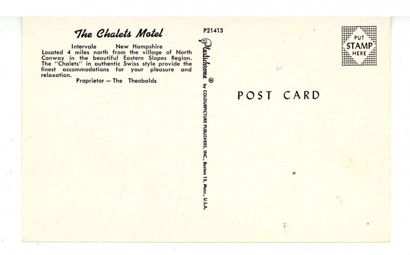 NH - Intervale (North Conway). The Chalets Motel ca 1950's