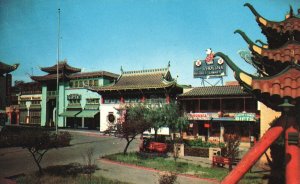 New Chinatown Art & Gift Shops Herbs Spices Oriental Night Club Dining Postcard