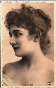 Art Nouveau Woman Alice Dufrene Reutlinger Paris Glamour Vintage RPPC C065