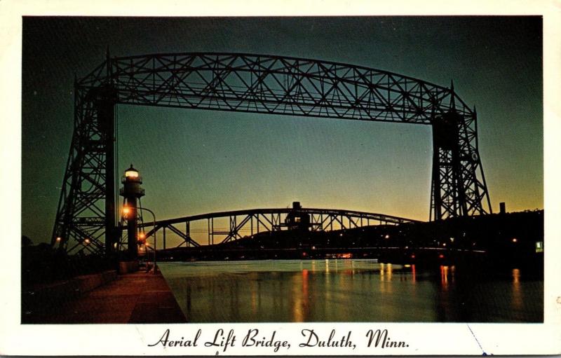 Minnesota Duluth Aerial Lift Bridge Night View