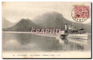 Old Postcard Lake Annecy Boat Steam