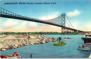 Ambassador Bridge Windsor Ontario Canada Postcard