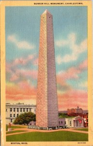 Vintage Boston Massachusetts Ma Postcard - Bunker Hill Monument Charlestown