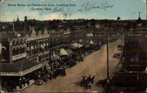 Guthrie OK Street Scene on Oklahoma Ave c1910 Postcard rpx