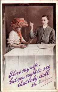 VINTAGE POSTCARD I LOVE MY WIFE, BUTÂ ROMANTIC HUMOR MAILED 1911 OMAHA NE