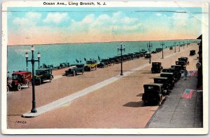 VINTAGE POSTCARD TRAFFIC JAM ALONG OCEAN AVENUE LONG BEACH N.J. 1931 [creases]