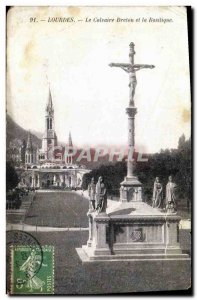 Old Postcard Lourdes Breton Calvary and the Basilica