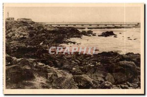 Old Postcard Les Sables D & # 39Olonne Great Jetee Calvary and Fort St Nicolas