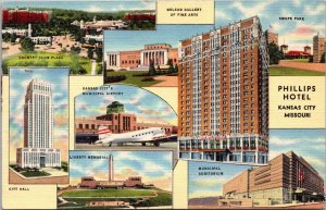 Hotel Phillips Kansas City MO Postcard PC186