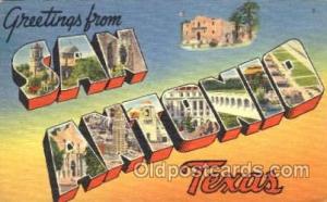 Greetings From San Antonio, Texas Large Letter Town 1948 close to perfect cor...