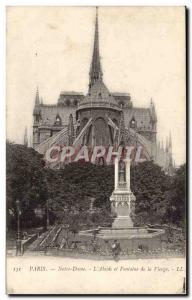 Old Postcard Paris Notre Dame L & # 39abside and fountain of the virgin