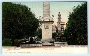 AGUASCALIENTES, Mexico ~ Central Fountain FUENTE CENTRAL ca 1900s UDB  Postcard