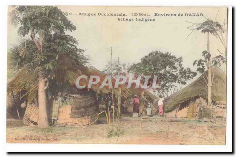 West Africa (Senegal) Old Postcard surroundings Dakar Village indigene