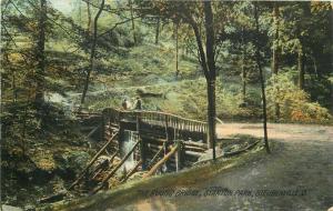1907 Rustic Bridge Stanton Park Stubenville Ohio Postcard Rotograph 2392