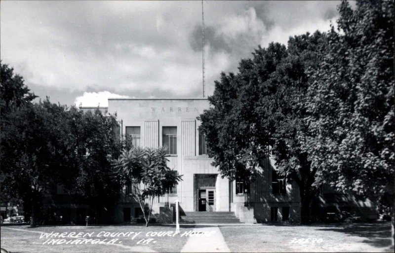 Indianola Iowa IA Warren County Court House Real Photo Vintage Postcard