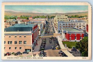 c1940 Reno Nevada NV Vintage Postcard Virginia Street Looking North Aerial View