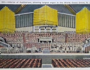 Ocean Grove Postcard Auditorium Largest Pipe Organ In The World 1925 New Jersey