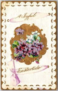 1911 A Joyful Easter Tide Flower Bouquet Embossed Design Posted Postcard