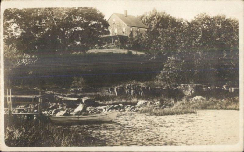 Home on Hill - Water 1920 Real Photo Postcard - WELLS ME CANCEL