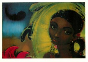 Postcard Art Sviatoslav Roerich 1950 tribal girl