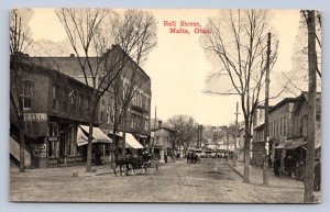 J87/ Malta Ohio Postcard c1910 Bell Street Stores Wagon McConnelsville 1156