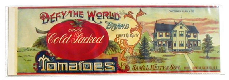 Defy The World Tomatoes Vintage Can Label Quinton NJ Litho