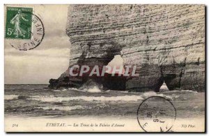 Etretat Old Postcard Laes holes in the cliff d & # 39Amont