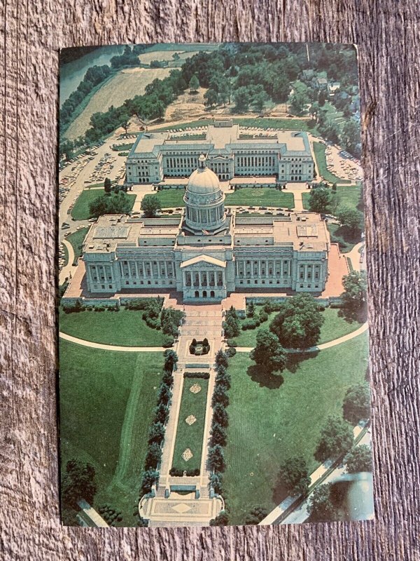 VTG Chrome Bird’s Eye Aerial View Of State Capitol And Annex Frankfort Kentucky.