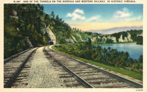 Vintage Postcard 1930's One Of The Tunnels Norfolk And Western Railway Virginia