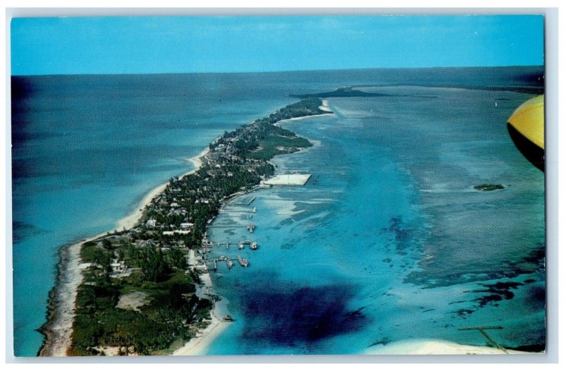 Bird's Eye View Of Bimini Strip Of Land Island Bahamas Vintage Unposted Postcard