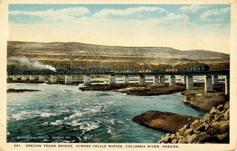 OR - Columbia River, Celilo Rapids. Oregon Trunk Bridge