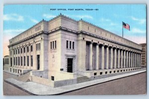 Fort Worth Texas Postcard Post Office Limestone Exterior Building 1943 Vintage