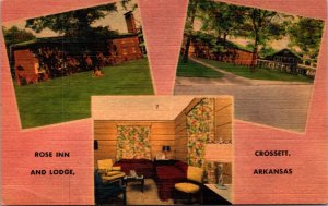 Linen Postcard Rose Inn and Lodge in Crossett, Arkansas