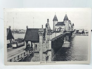 Old Tram Rheinbrücke Bonn Germany Hotel Vater Arndt Vintage Postcard 1926