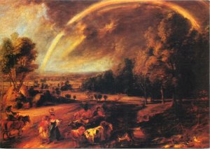 Art signed Postcard Peter Paul Rubens Rainbow landscape painting