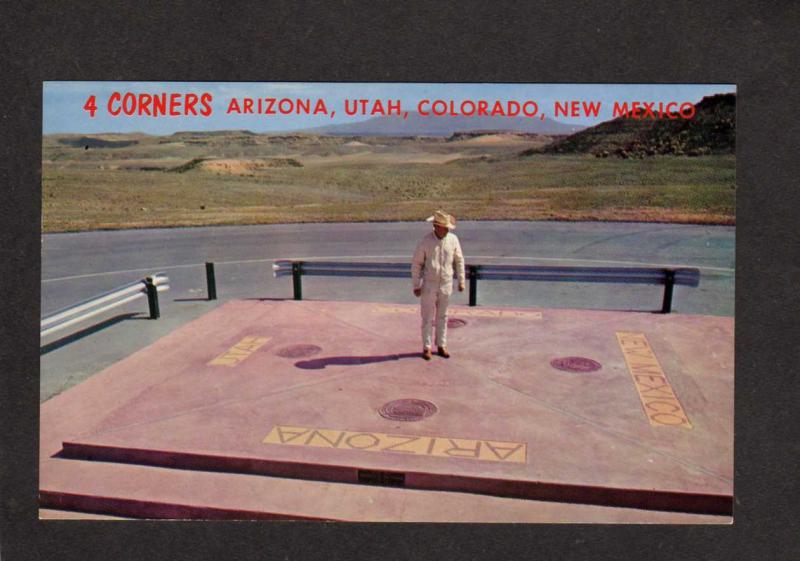 AZ 4 Corners Arizona Utah Colorado Shiprock New Mexico Postcard NM CO UT