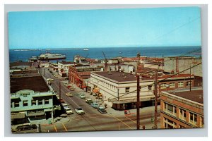 Vintage 1950's Postcard Aerial View Ship in Port at Port Angeles Washington