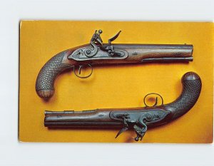 Postcard Pair of flintlock dueling pistols, Bennington Museum, Bennington, VT