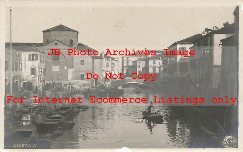 Italy, Venice, Chioggia, RPPC, Canal Boats, Photo