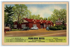 c1940 Penn-Daw Class Hotel Washington DC Alexandria Virginia VA Antique Postcard