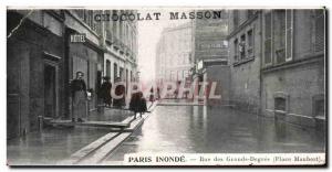 Postcard Old Chocolate Masson Paris Floods Rue des Grands Degres