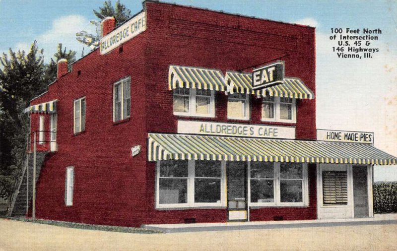 Vienna Illinois Alldredge's Cafe Vintage Postcard AA65523
