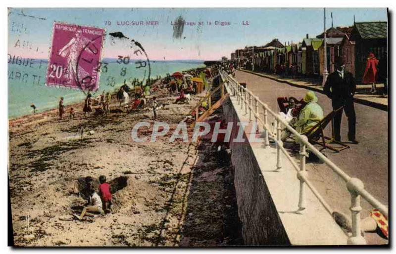 Old Postcard Luc Sur Mer Beach and the dam